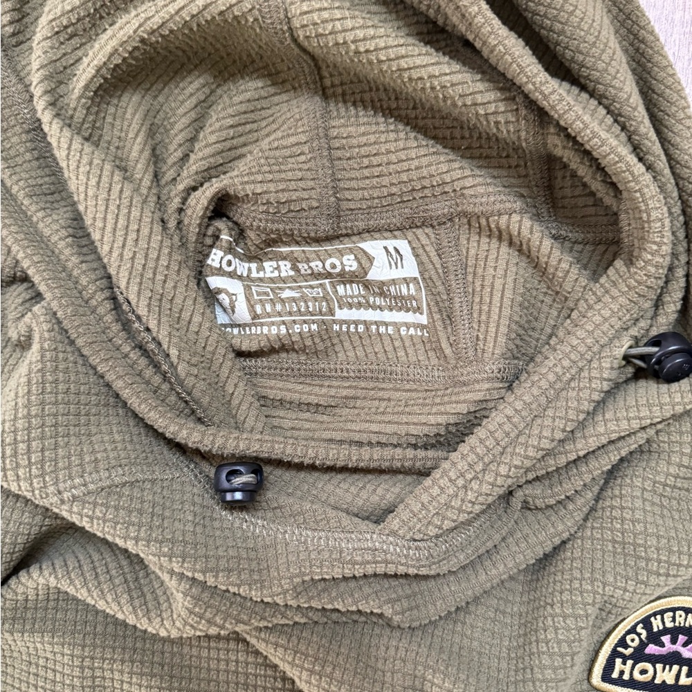 Howler Brothers Olive Green Hooded Men's Pullover - Picture 5 of 9